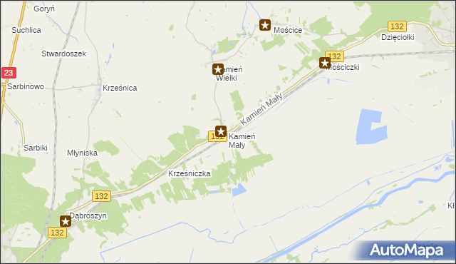 mapa Kamień Mały gmina Witnica, Kamień Mały gmina Witnica na mapie Targeo