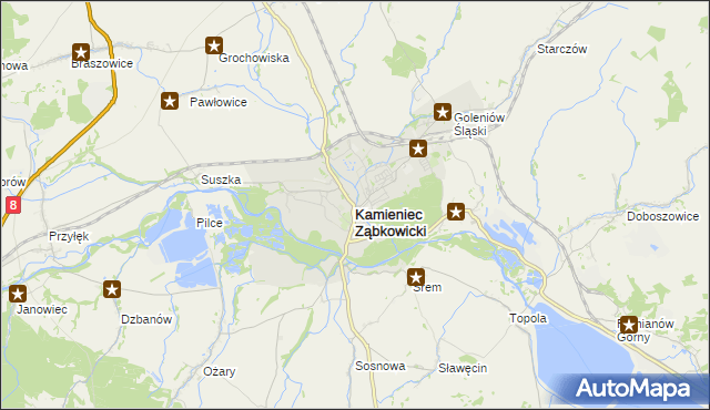 mapa Kamieniec Ząbkowicki, Kamieniec Ząbkowicki na mapie Targeo