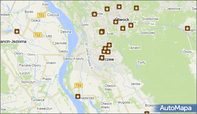 mapa Karczew powiat otwocki, Karczew powiat otwocki na mapie Targeo