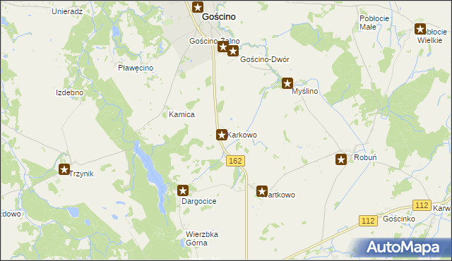 mapa Karkowo gmina Gościno, Karkowo gmina Gościno na mapie Targeo