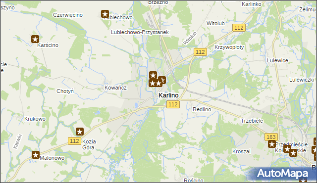 mapa Karlino, Karlino na mapie Targeo