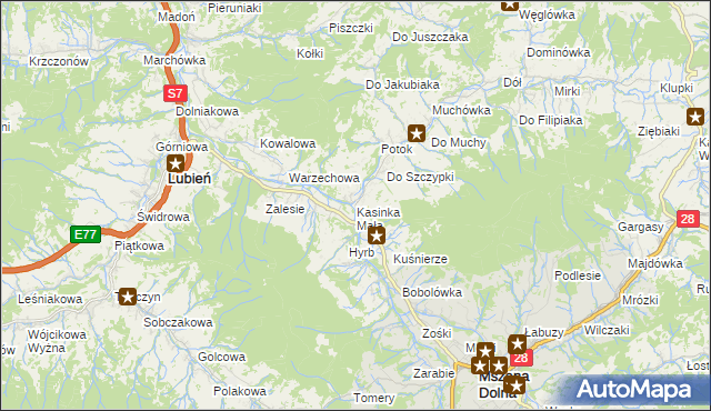 mapa Kasinka Mała, Kasinka Mała na mapie Targeo