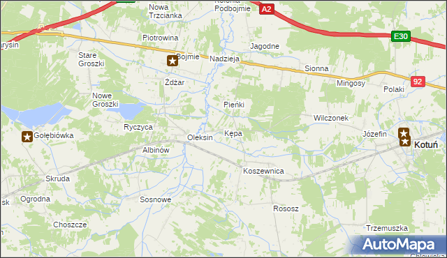 mapa Kępa gmina Kotuń, Kępa gmina Kotuń na mapie Targeo