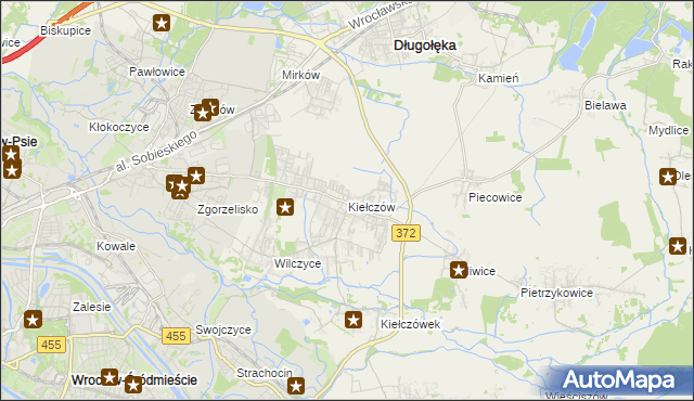 mapa Kiełczów, Kiełczów na mapie Targeo