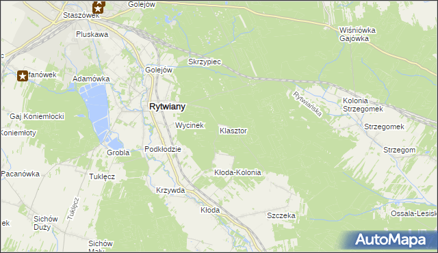 mapa Klasztor gmina Rytwiany, Klasztor gmina Rytwiany na mapie Targeo