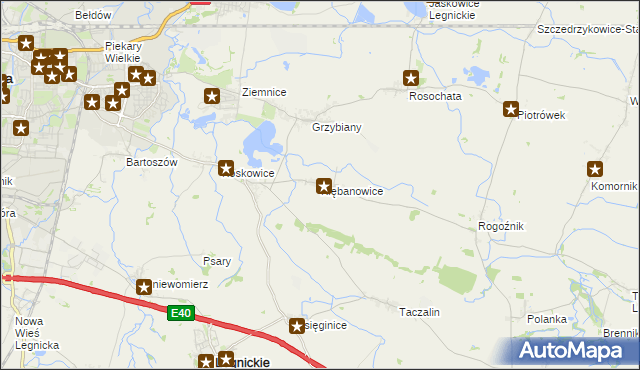 mapa Kłębanowice gmina Legnickie Pole, Kłębanowice gmina Legnickie Pole na mapie Targeo