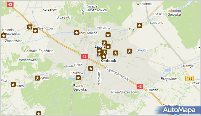 mapa Kłobuck, Kłobuck na mapie Targeo