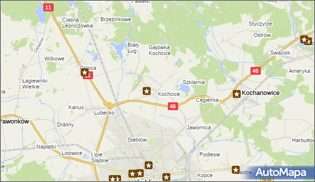 mapa Kochcice, Kochcice na mapie Targeo
