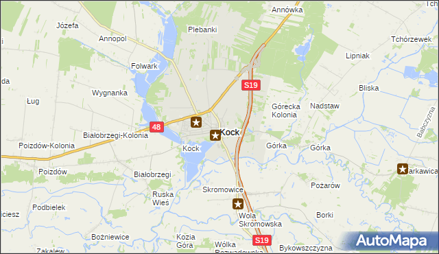 mapa Kock powiat lubartowski, Kock powiat lubartowski na mapie Targeo
