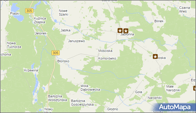 mapa Komorówko gmina Rakoniewice, Komorówko gmina Rakoniewice na mapie Targeo