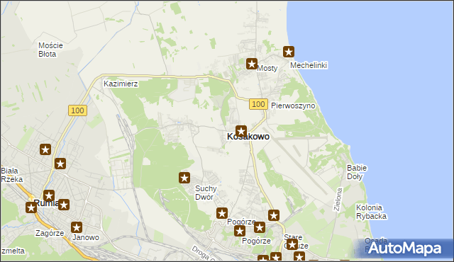mapa Kosakowo powiat pucki, Kosakowo powiat pucki na mapie Targeo