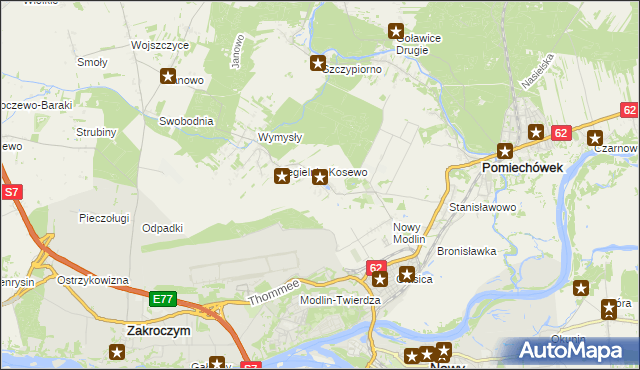 mapa Kosewo gmina Pomiechówek, Kosewo gmina Pomiechówek na mapie Targeo