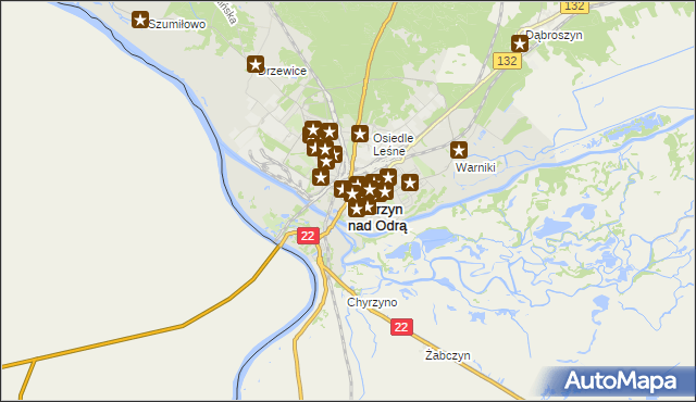 mapa Kostrzyn nad Odrą, Kostrzyn nad Odrą na mapie Targeo