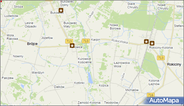 mapa Kotliny gmina Brójce, Kotliny gmina Brójce na mapie Targeo
