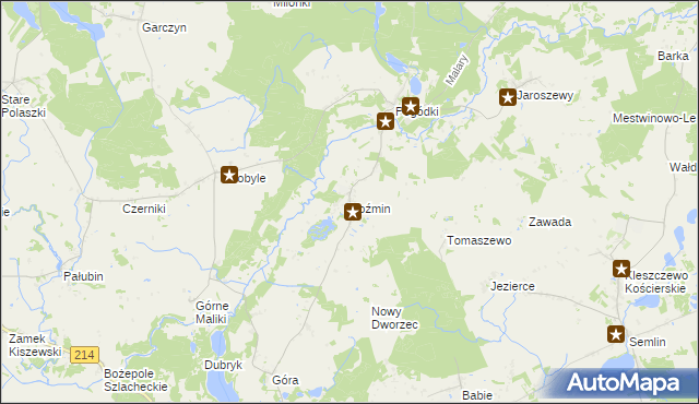 mapa Koźmin gmina Skarszewy, Koźmin gmina Skarszewy na mapie Targeo