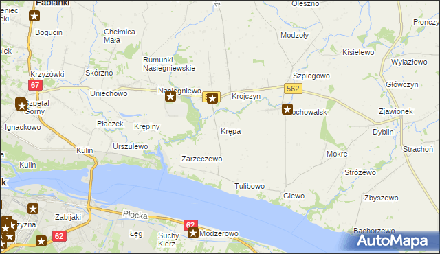 mapa Krępa gmina Dobrzyń nad Wisłą, Krępa gmina Dobrzyń nad Wisłą na mapie Targeo