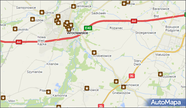 mapa Krobielowice, Krobielowice na mapie Targeo
