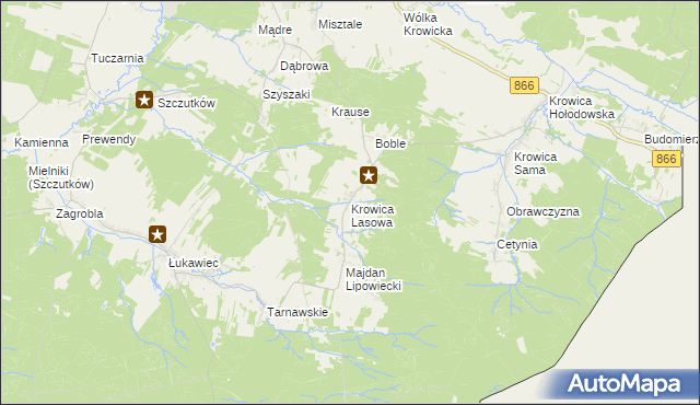 mapa Krowica Lasowa, Krowica Lasowa na mapie Targeo