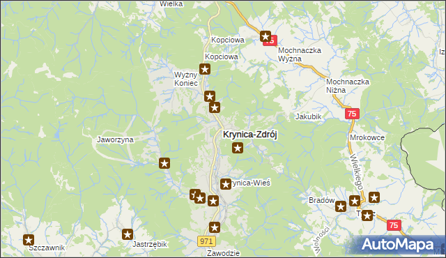 mapa Krynica-Zdrój, Krynica-Zdrój na mapie Targeo