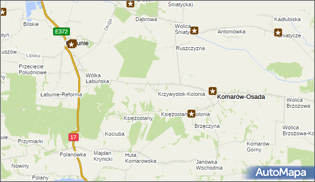 mapa Krzywystok-Kolonia, Krzywystok-Kolonia na mapie Targeo