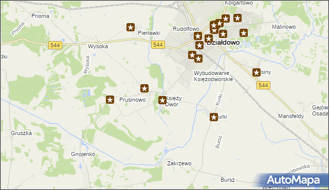 mapa Księży Dwór, Księży Dwór na mapie Targeo