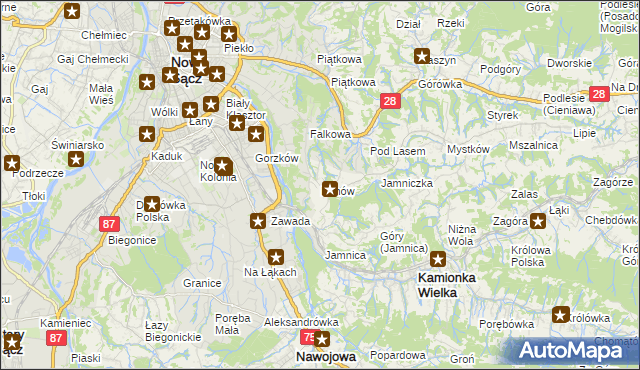 mapa Kunów gmina Chełmiec, Kunów gmina Chełmiec na mapie Targeo