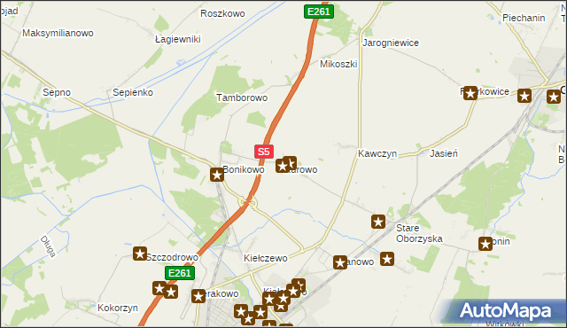 mapa Kurowo gmina Kościan, Kurowo gmina Kościan na mapie Targeo