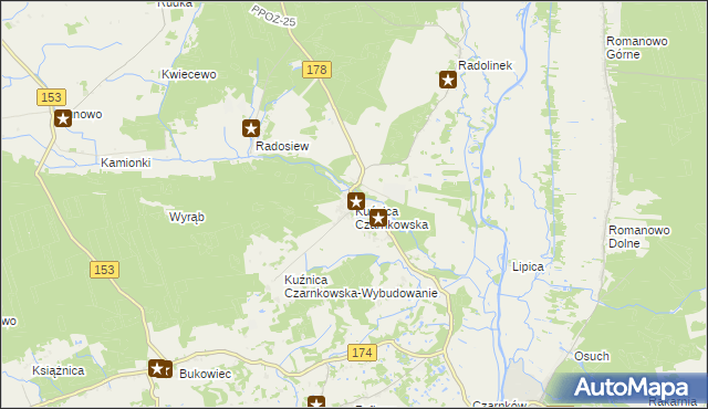mapa Kuźnica Czarnkowska, Kuźnica Czarnkowska na mapie Targeo
