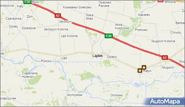 mapa Lądek powiat słupecki, Lądek powiat słupecki na mapie Targeo