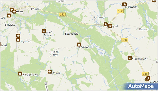 mapa Łagiewniki gmina Resko, Łagiewniki gmina Resko na mapie Targeo