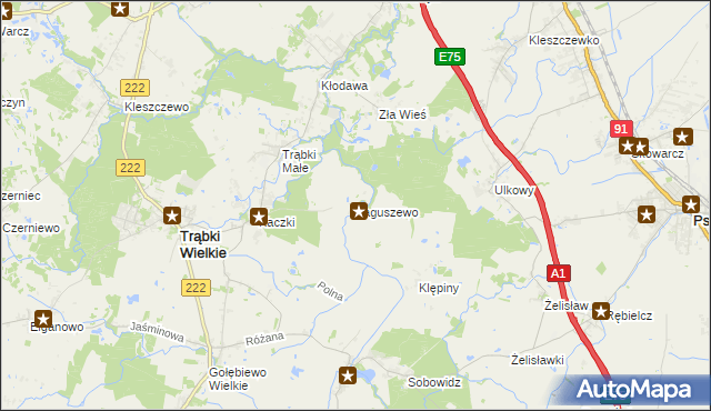 mapa Łaguszewo, Łaguszewo na mapie Targeo