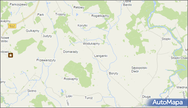 mapa Langanki gmina Sępopol, Langanki gmina Sępopol na mapie Targeo