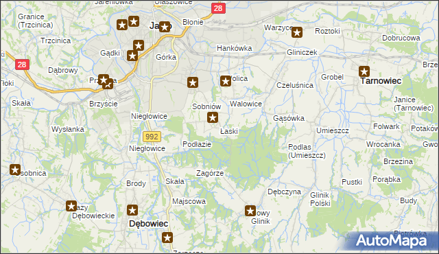mapa Łaski gmina Jasło, Łaski gmina Jasło na mapie Targeo