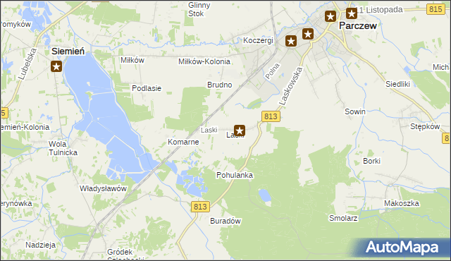 mapa Laski gmina Parczew, Laski gmina Parczew na mapie Targeo