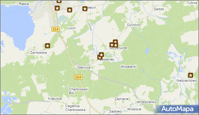mapa Łebieniec, Łebieniec na mapie Targeo