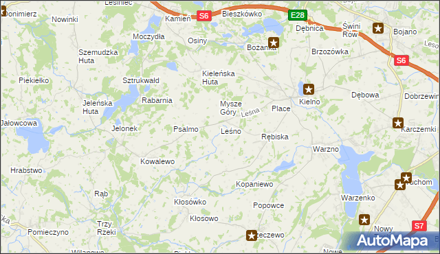 mapa Leśno gmina Szemud, Leśno gmina Szemud na mapie Targeo