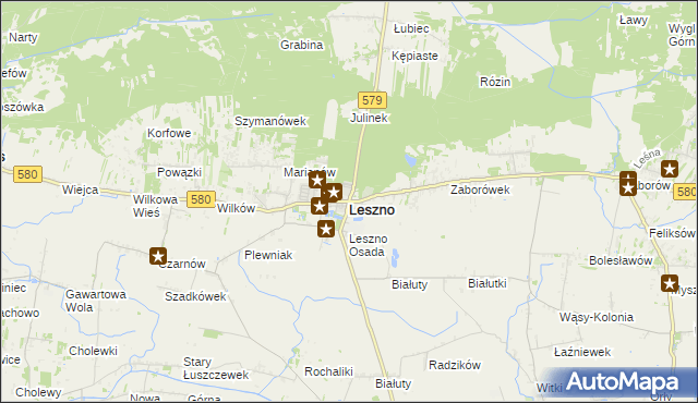 mapa Leszno powiat warszawski zachodni, Leszno powiat warszawski zachodni na mapie Targeo