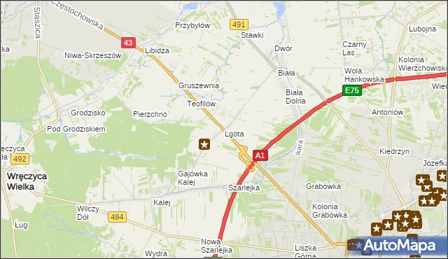 mapa Lgota gmina Kłobuck, Lgota gmina Kłobuck na mapie Targeo