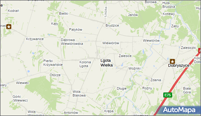 mapa Lgota Wielka powiat radomszczański, Lgota Wielka powiat radomszczański na mapie Targeo