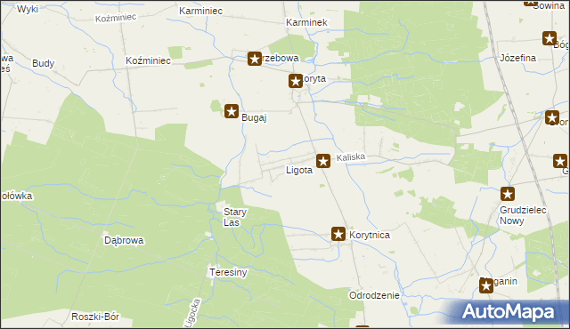 mapa Ligota gmina Raszków, Ligota gmina Raszków na mapie Targeo