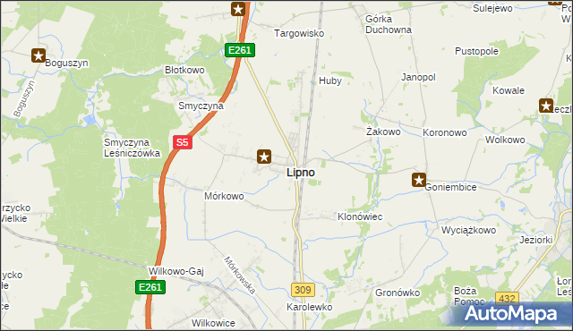 mapa Lipno powiat leszczyński, Lipno powiat leszczyński na mapie Targeo