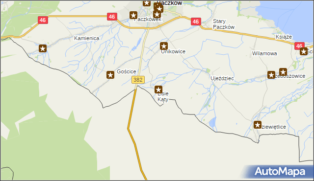 mapa Lisie Kąty gmina Paczków, Lisie Kąty gmina Paczków na mapie Targeo