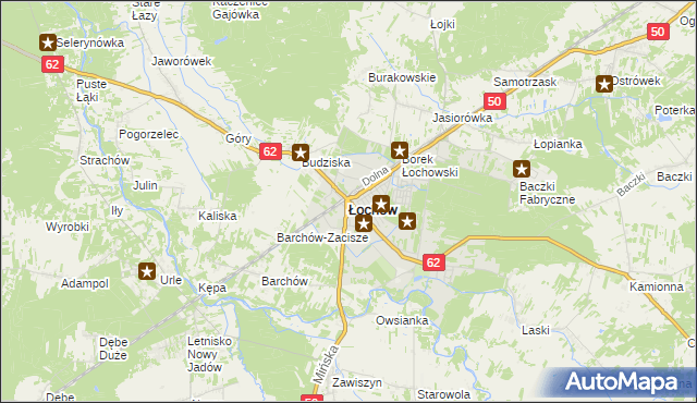 mapa Łochów powiat węgrowski, Łochów powiat węgrowski na mapie Targeo