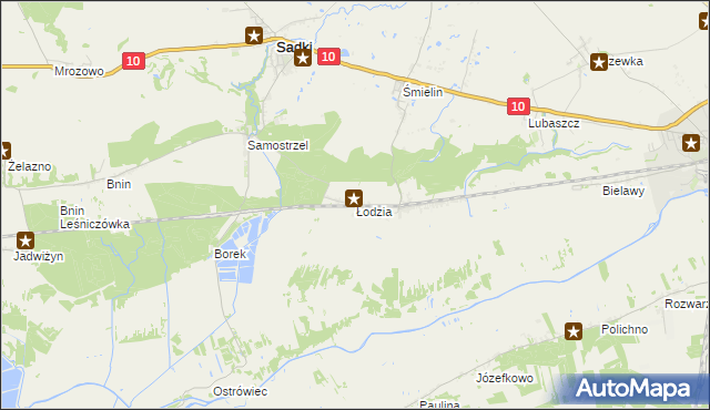 mapa Łodzia gmina Sadki, Łodzia gmina Sadki na mapie Targeo