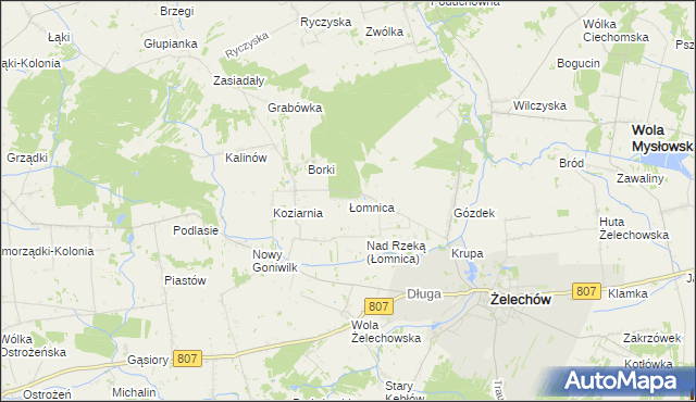 mapa Łomnica gmina Żelechów, Łomnica gmina Żelechów na mapie Targeo