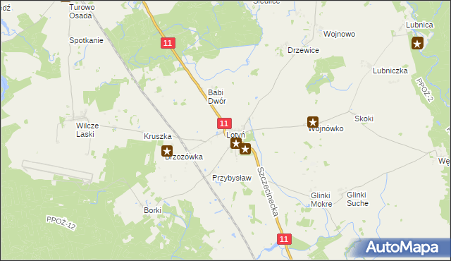 mapa Lotyń gmina Okonek, Lotyń gmina Okonek na mapie Targeo