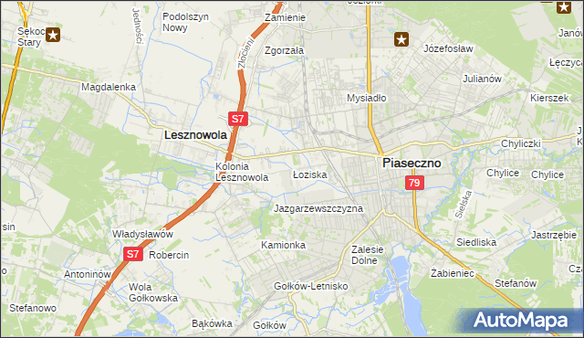 mapa Łoziska, Łoziska na mapie Targeo