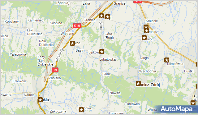 mapa Lubatówka, Lubatówka na mapie Targeo
