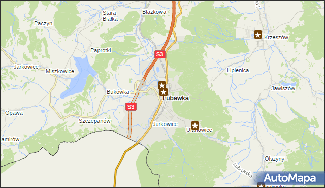 mapa Lubawka, Lubawka na mapie Targeo