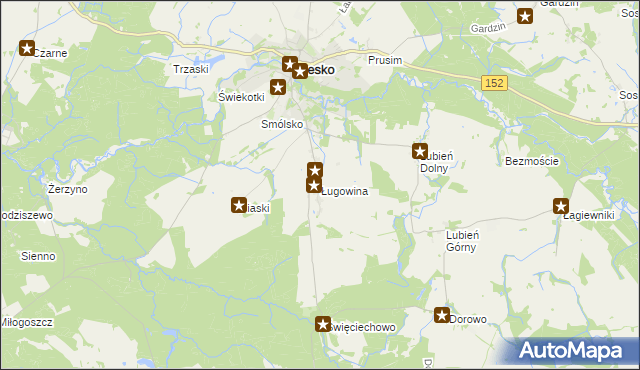 mapa Ługowina gmina Resko, Ługowina gmina Resko na mapie Targeo